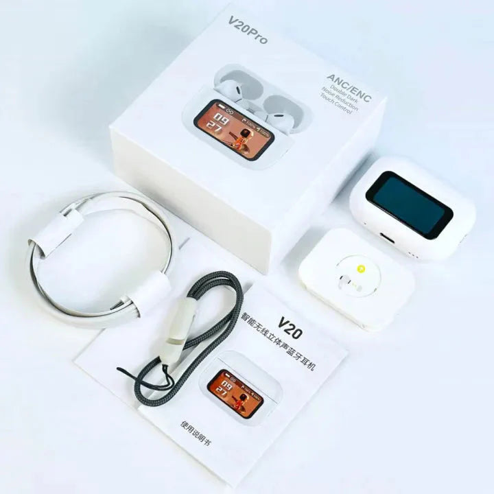 Latest V20 LED touch screen Earbuds ANC+ENC Noise Cancelling - Premium Quality Stile Gadget