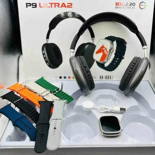 P9 Ultra 2 Smartwatch + 7 Straps | 7-in-1 Smartwatch & Headphone Combo - Stile Gadget