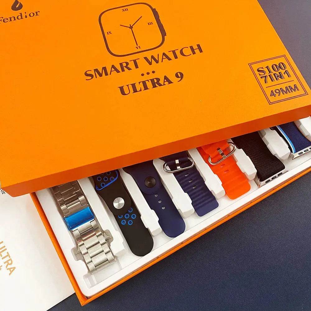 S100 Ultra Smart watch 7 in 1 Strap series 9, 45mm display. Free Delivery within 3 days - Stile Gadget