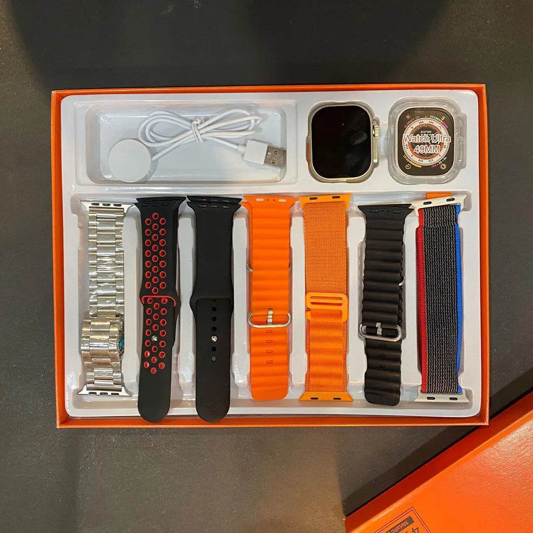 S100 Ultra Smart watch 7 in 1 Strap series 9, 45mm display. Free Delivery within 3 days - Stile Gadget