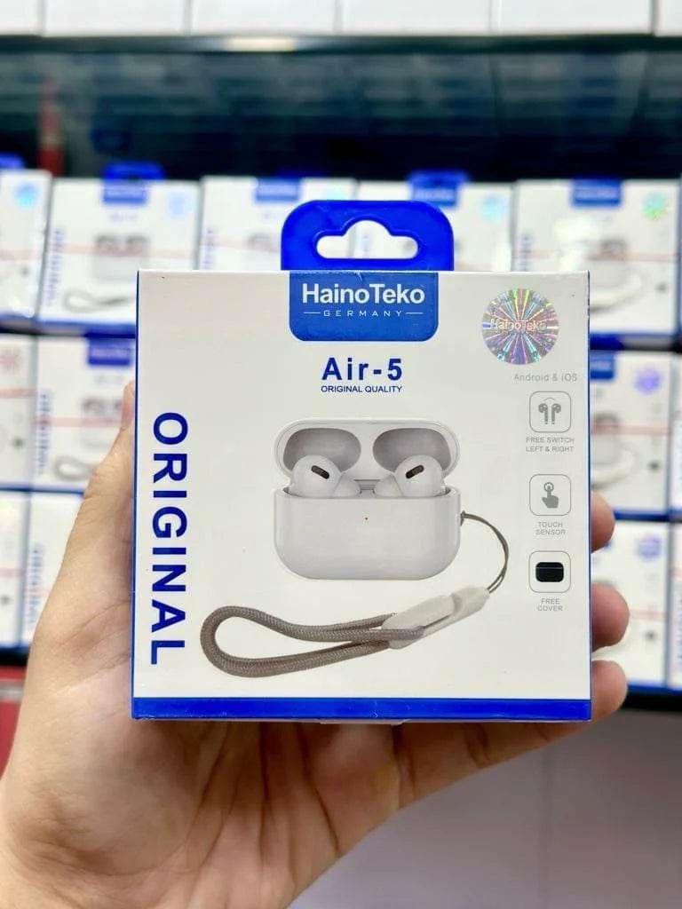 Original HainoTeko Germany AIRPODS Air-5 with Free Case - ANC Control and long battery life - Stile Gadget