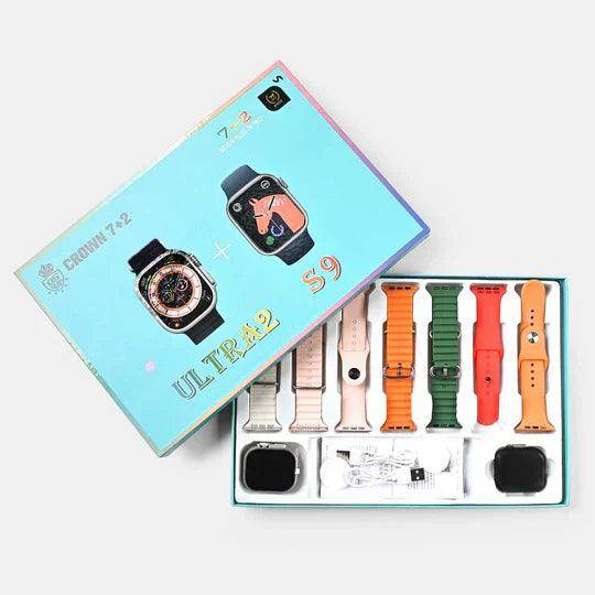 Crown 7 + 2 Smart Watch Ultra 2 and S9 Smart Watch - 7 Attractive Straps - 2 Dial Ultra 2 and S9 Smart Watch - Stile Gadget