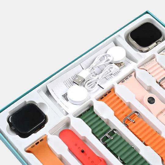 Crown 7 + 2 Smart Watch Ultra 2 and S9 Smart Watch - 7 Attractive Straps - 2 Dial Ultra 2 and S9 Smart Watch - Stile Gadget