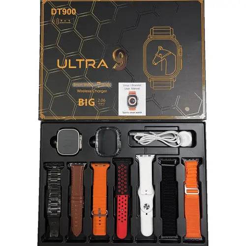 DT900 ULTRA Smart Watch 7 In 1 Smart Watch Bluetooth Calling Sleep Health Monitoring 1.9, 2.2 inch IPS Display Screen Smartwatch - Stile Gadget