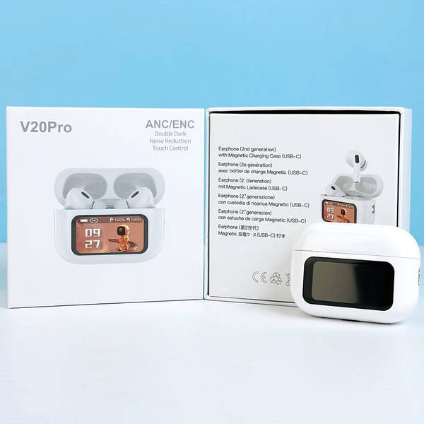 Latest V20 LED touch screen Earbuds ANC+ENC Noise Cancelling - Premium Quality Stile Gadget