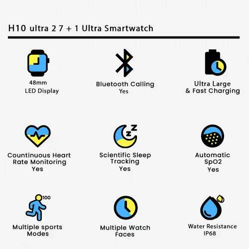 H10 ultra 2, 7 + 1 Ultra Smartwatch - High Quality Premium Display - Stile Gadget