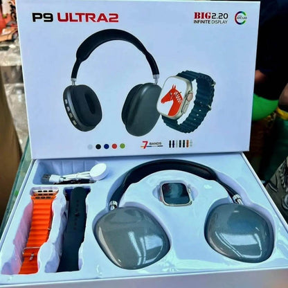 P9 Ultra 2 Smartwatch + 7 Straps | 7-in-1 Smartwatch & Headphone Combo - Stile Gadget