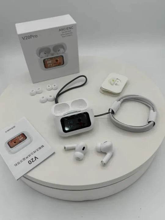 V20 Airpods Wireless Earbuds 32H Playtime Bluetooth 5.4 ANC+ENC Noise Cancelling - Stile Gadget