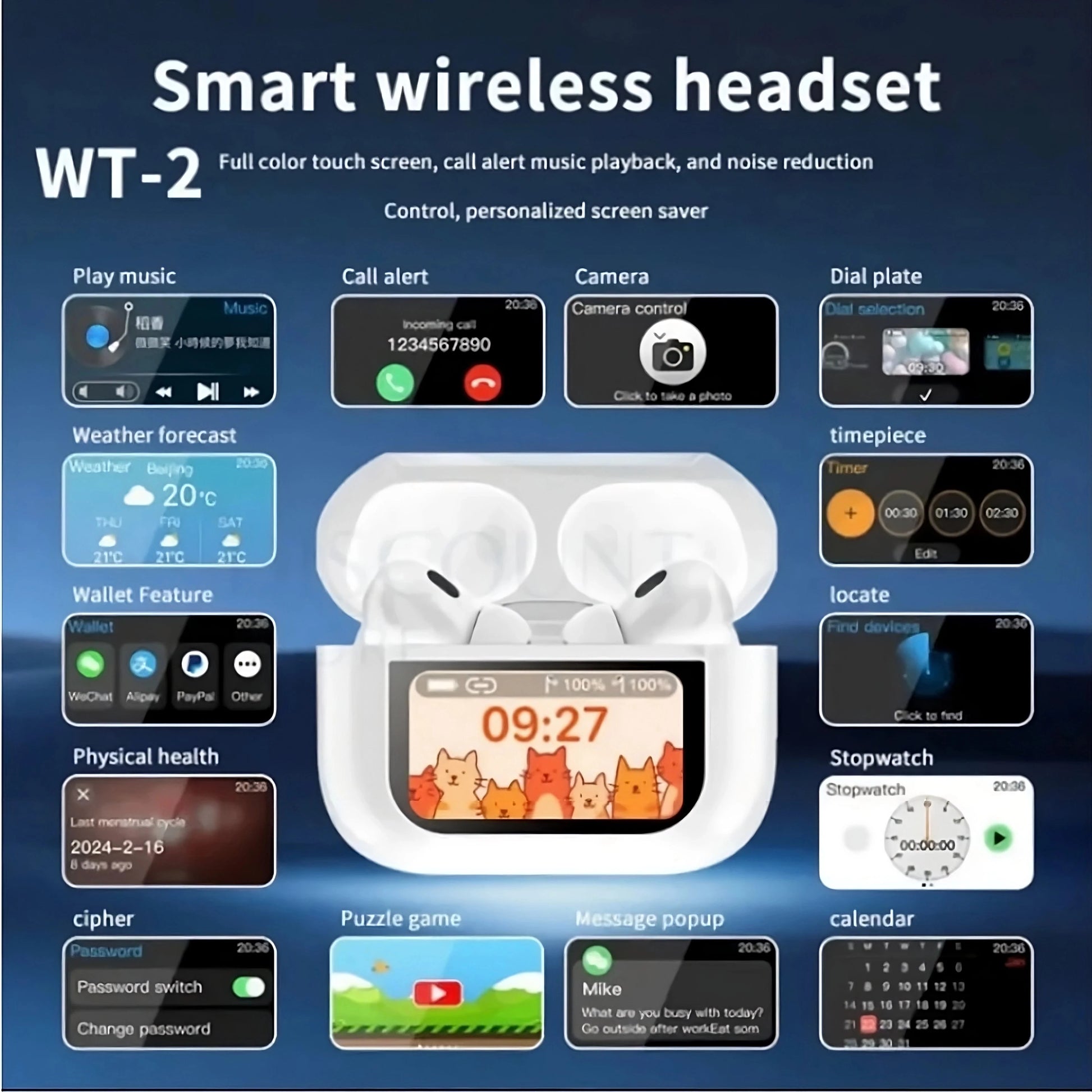 Latest V20 LED  touch screen Earbuds ANC+ENC Noise Cancelling - Premium Quality Stile Gadget